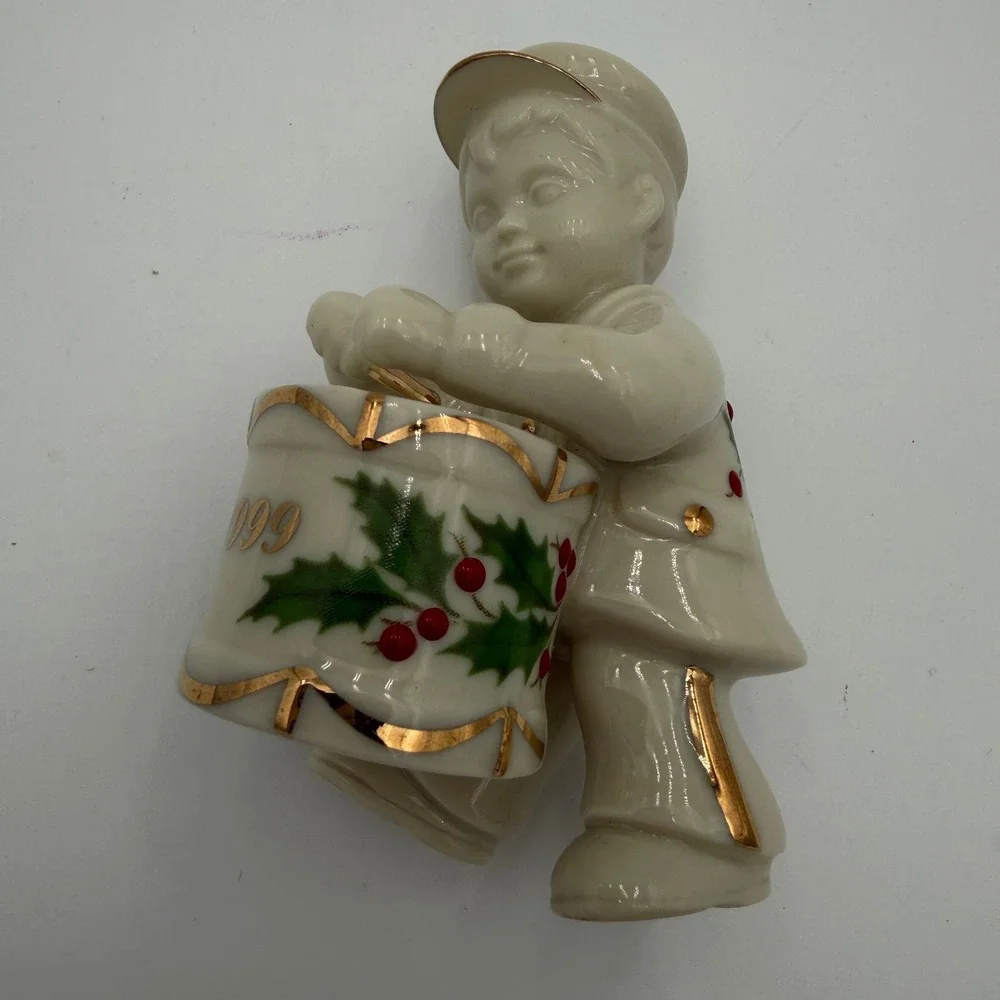 Lenox‎ 1999 Little Drummer Boy Ivory China Figurine Gold Trim Christmas Holiday